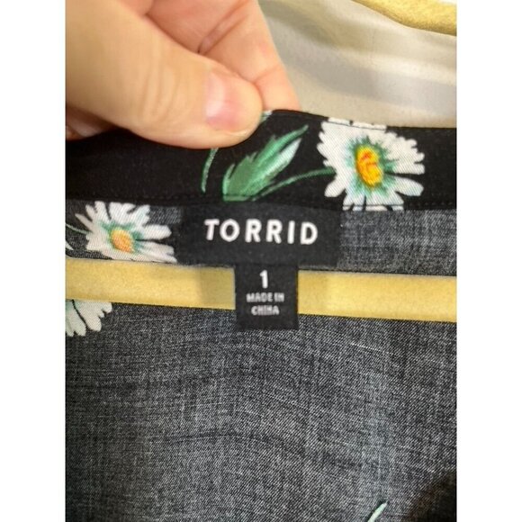 Torrid Dress 1X Black Floral Tropical Feminine Whimsygoth Lace 80s Retro Boho - Picture 2 of 16